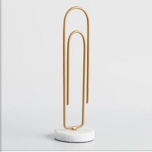 Gold Paperclip With White Marble Stand